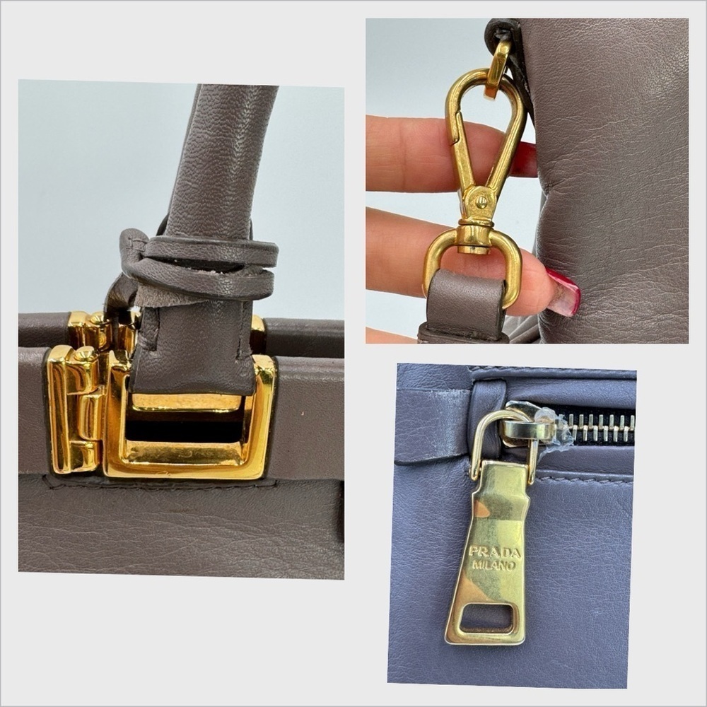 Prada Gray Satchel with Gold Accents - Picture 4 of 17